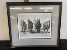 Pulling Horse Print signed by Mike Marti Frame 18x16?