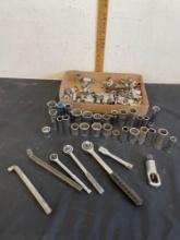 Large Lot of Sockets Rachets extensions & Wrenches 48 Pieces