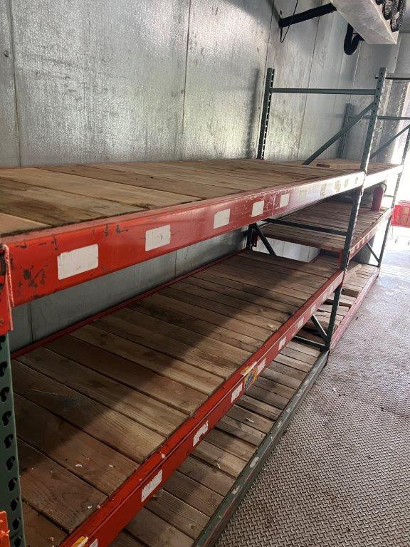 Wood and Orange Metal Heavy Duty Shelves