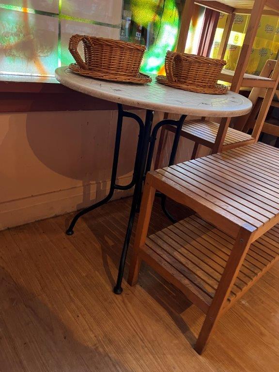Wood Slat style Shelf and Side Table with Lower Shelf