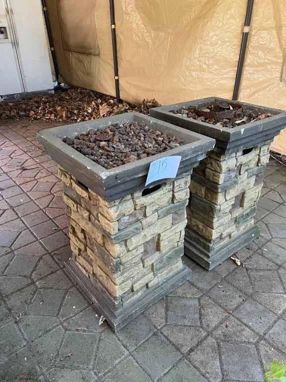 Pair Square "Pillar" style Gas Fire Pits