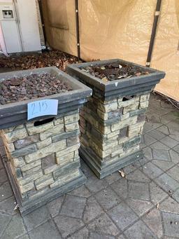 Pair Square "Pillar" style Gas Fire Pits