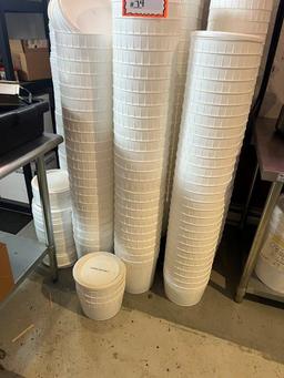"Towers" of Food Grade Plastic Buckets and Lids
