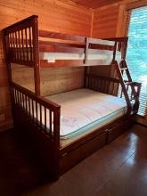 Wood Bunk Bed with Under Drawers and Ladder