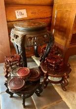 Beautifully Carved  Asian Style Wood Side Table