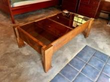 Wood Coffee Table with Glass Inset Top