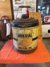 large imperial motor oil can with spout