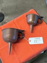 two piece set copper funnels with stoppers