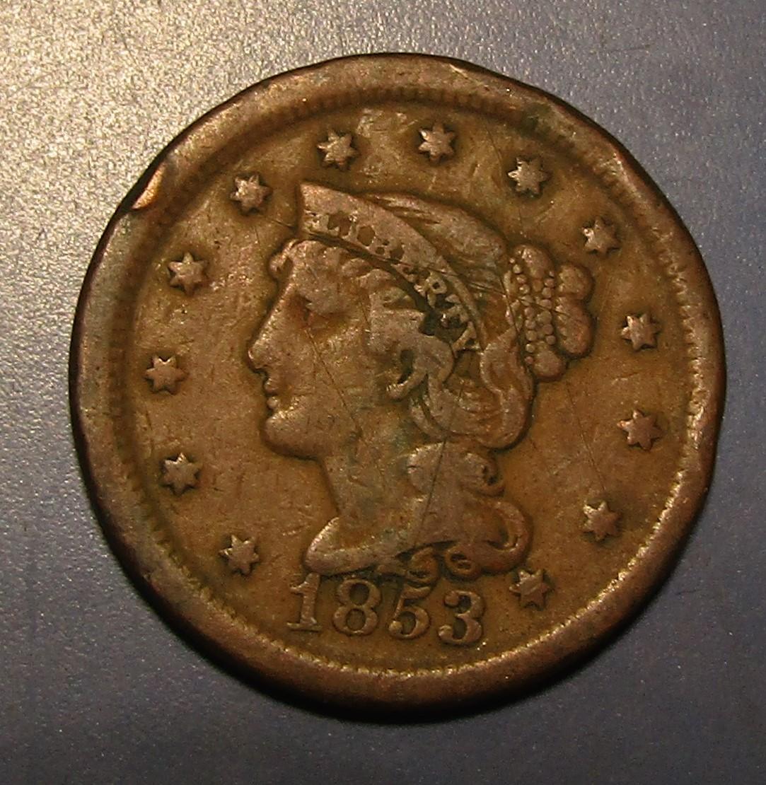 1853 LARGE CENT FINE