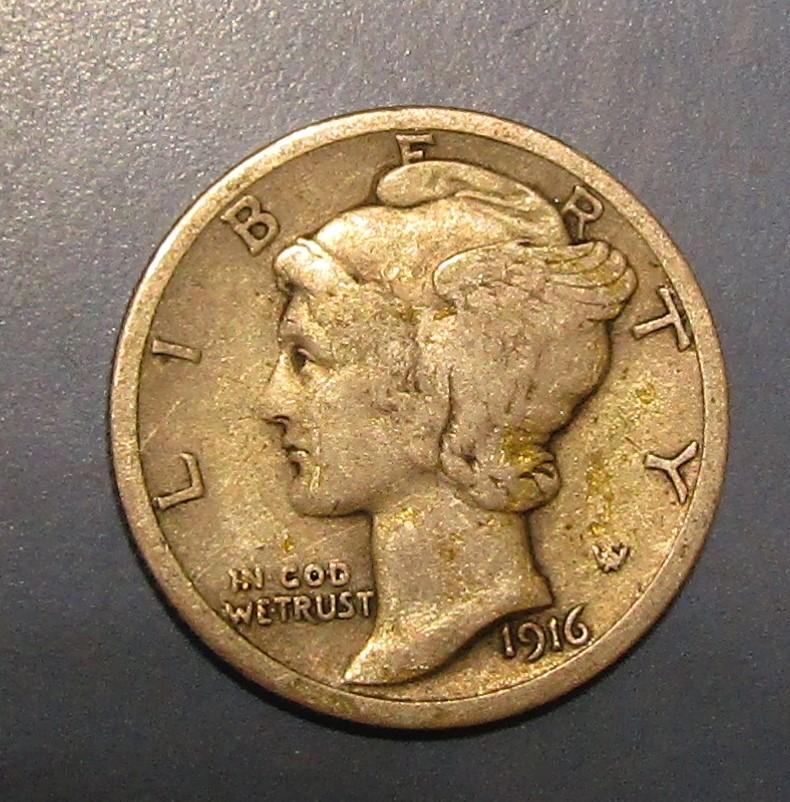 1916 MERCURY DIME VF