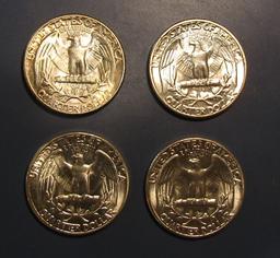 LOT OF FOUR 1953 WASHINGTON QUARTERS GEM BU (4 COINS)