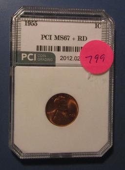 1955 LINCOLN CENT PCI MS-67+ RED