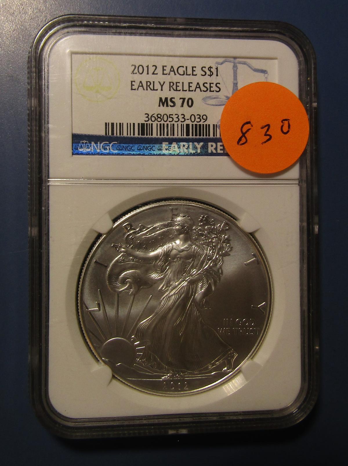 2012 AMERICAN SILVER EAGLE NGC MS-70
