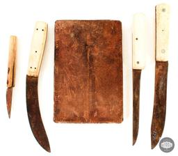 Bison Skinning Rig - Leather Pouch - 4 Blades