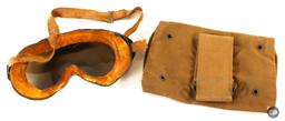 WWII US Army Tanker's Goggles with Pouch