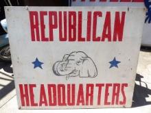Republican Headquarters Wooden Sign