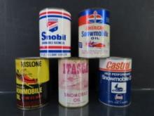 Lot of (5) 1 qt. Snowmobile Oil Cans