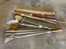 QTY OF MISC SHOVELS & RAKES