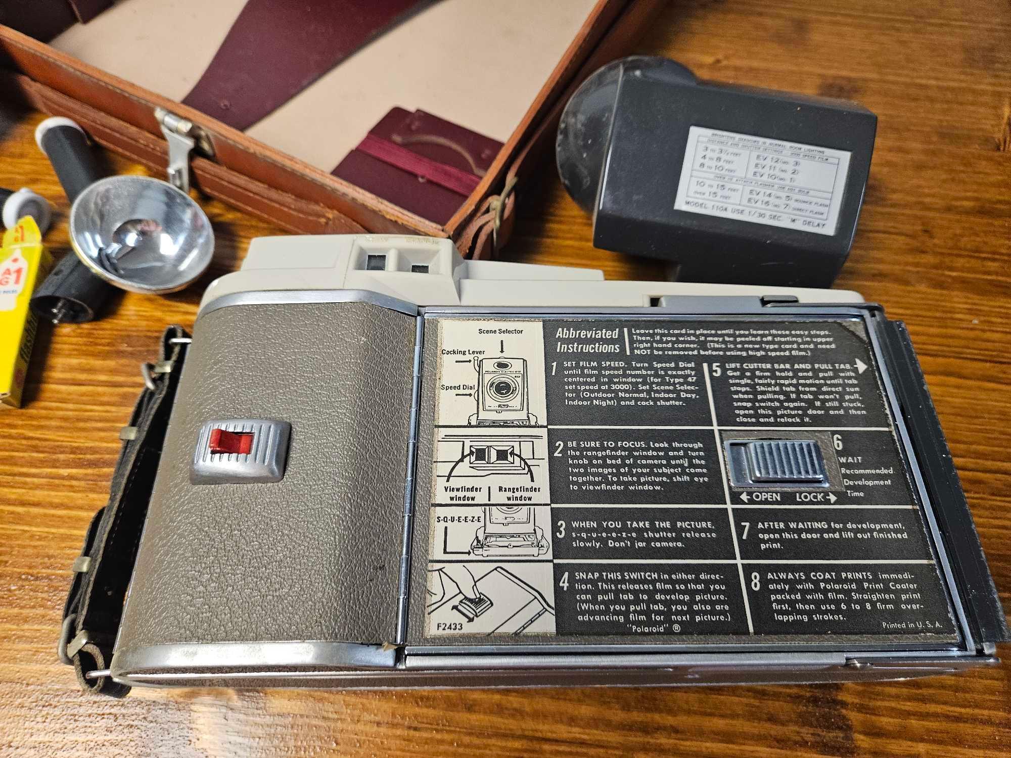 Vintage Polaroid Camera In Top Grain Cow Hide Case