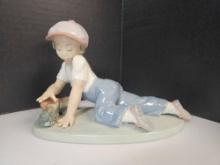 Lladro 1992 #7619 All Aboard, Boy with Train, Playing With Train