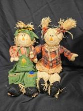 PAIR OF Tall Scarecrow FALL SHELF SITTERS DECOR