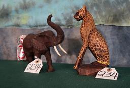 Pair of Hand Carved Wooden African Animals