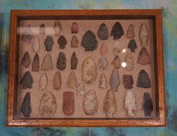 (2) Decorative Frames of West and New Mexico Authentic Arrowheads Artifacts