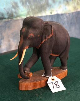 Indian Elephant Wood Carving