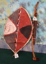 African Bushman Bow & Arrows with Quiver & Shield