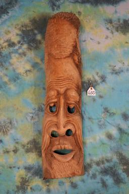 Tall Wooden African Mask of Man Wall Decor