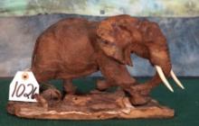 African Elephant Wood Carving