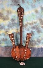 Rare African Chordophone "Harp" Handmade from Wood, Calabash, and Python Skin