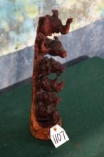 African Mopane Wood Carving of the Hunters Big Five