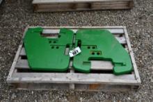 TWO JOHN DEERE FRONT TRACTOR WEIGHT, 43KG (UNUSED)