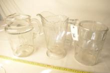 Antique Adams Company Pitcher, Vintage Pitcher with Flowers, and Gibon Defrosta Jar