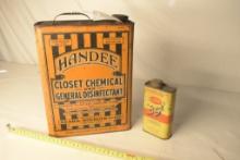 Handee Closet Chemical Tin from sears and Roebuck and Testors "39" Full Tin