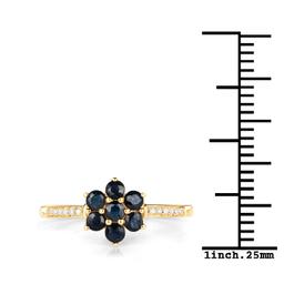 10KT Yellow Gold 0.45ctw Blue Sapphire and White Diamond Ring
