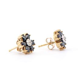 Plated 18KT Yellow Gold 3.05ctw Black Sapphire and Diamond Earrings