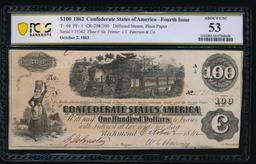 1862 $100 T-40 Confederate PCGS 53