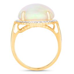 14KT Yellow Gold 10.91ct Opal and Diamond Ring
