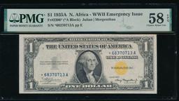 1935A $1 STAR N Africa Silver Certificate PMG 58EPQ