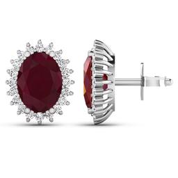 14KT White Gold 3.00ctw Ruby and Diamond Earrings