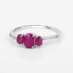 14KT White Gold 1.02ctw Ruby and White Diamond Ring