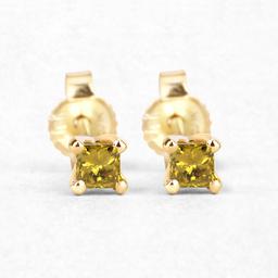 14KT Yellow Gold 0.25ctw Yellow Diamond Earrings