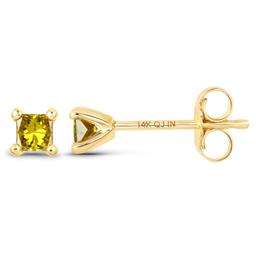 14KT Yellow Gold 0.25ctw Yellow Diamond Earrings