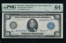 1914 $20 Kansas City FRN PMG 64