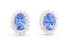 14KT Yellow Gold 1.64cts Tanzanite and Diamond Earrings