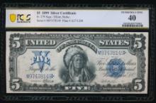 1899 $5 Chief Silver Certificate PCGS 40