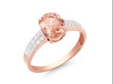 14KT Rose Gold 1.71ct Morganite and Diamond Ring