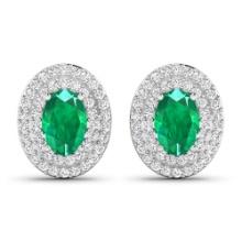 14KT White Gold 0.76ctw Zambian Emerald and Diamond Earrings